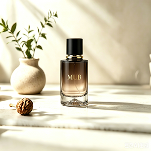Flacon de parfum en verre de luxe de 55 ml à base épaisse, dégradé marron, avec bouchon noir et or, emballage et logo personnalisés - Product Image 5