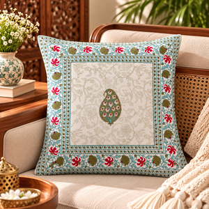 Traditional Cotton <b>Cushion</b> Covers With Hand Block Print Design Soft Breathable Decorative Pillows For Hotel Home Furnishing - Product Image 4