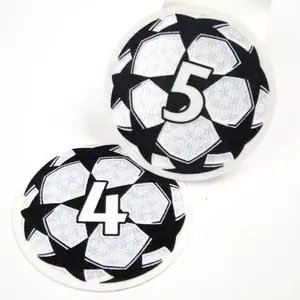 Hot Sale Custom 3d Football Sport Logo Heat Transfer Badges Flock Tatami Background Patches for T Shirts