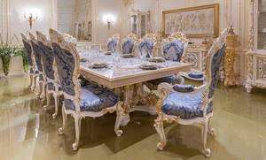Royal & Luxury Baroque Wood Carving Dining Set Royal <b>Hand</b> Carved Solid Wood Dining Table Set Elegant Dining Table and <b>Chairs</b> Set - Product Image 2