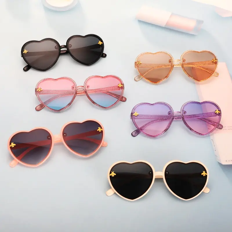 Kids LOVE Sunglasses pink bling heart UV400 Baby boys girl eyewear Kids Heart Shaped Sunglasses