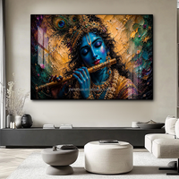 Art mural créatif, impressions numériques, peintures de portraits indiens, peintures en porcelaine cristalline avec cadres en alliage d'aluminium