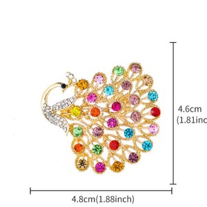 Broche Paon 2026, Style Ethnique Vintage, Strass, Plaqué Or Rose, en Alliage, pour Enfants, Cadeau de Mariage et Fiançailles - Product Image 3