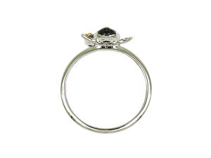 Bague pingouin en or bicolore 18 carats avec pavé de diamants noirs et blancs, bijou de luxe mignon pour femmes et filles - Product Image 3