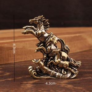 รูปปั้นม้าทองเหลืองสามตัว 2 ชิ้น สไตล์จีน ของตกแต่งห้องนั่งเล่น - Product Image 4