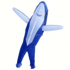 Costume de requin gonflable bleu/gris/rose adulte amusant et unique pour les fêtes d'halloween carnaval pour l'utilisation de la mascotte - Product Image 4