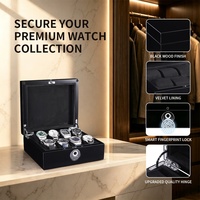 Boîte à montres MINEESI personnalisée, entièrement noire, laquée piano, 8 emplacements, avec serrure à empreinte digitale, doublure en daim, matériaux recyclés écologiques pour