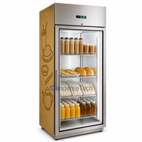 Réfrigérateur vertical pour boissons, vitrine à porte vitrée simple, OEM