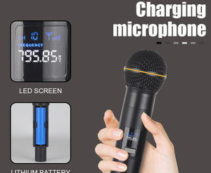 Microphone dynamique sans fil 2,4 G portable compatible multi-appareils avec haut-parleur karaoké <span class=keywords><strong>rechargeable</strong></span> Type-C pour fêtes à domicile - Product Image 6