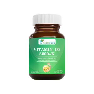 Gélules de Vitamine D3 5000 UI à libération lente avec Menaquinone-7 et Vitamine D pour la santé osseuse et la fonction immunitaire – Vente directe usine - Product Image 1