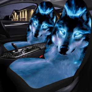 1/2/7PCS Housses de siège de voiture universelles avec impression d'animaux 3D, loup, protection de siège, coussin de siège, housse complète pour la plupart des voitures, style cool - Product Image 3