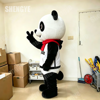 Costume de Mascotte Panda Géant en Peluche Shengye Toy Factory avec Nœud Rose pour Événements d'Entreprise, Publicité et Décoration de Fêtes