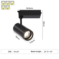 Spot magnétique encastré PULUOTI Highlight Black 35W, orientable 10-55° °   Projecteurs LED à angle de faisceau réglable en aluminium pour usage intérieur
