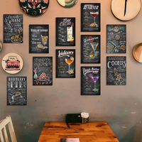Juego de Letreros Metálicos con Recetas de Cócteles y Postres Vintage, Decoración Retro para Pared de Bar, Panadería, Cocina, Hogar, Cafetería