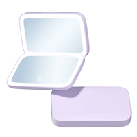 Miroir éclairé portable Grossissement 1X/5X Miroir de maquillage de poche de voyage LED avec 3 modes de couleur Rechargeable et gradable