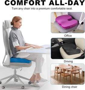 Coussin de siège de bureau en mousse à mémoire de forme avec support coccyx et base antidérapante - Product Image 5