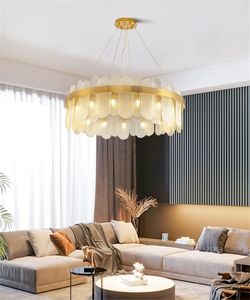 Art déco lustre rond doré post-moderne, grande lampe suspendue, lampe suspendue pour salle à manger, salon - Product Image 6