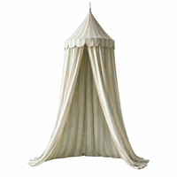 Tente de lit pour enfant en coton 100% pliable et portable, à suspendre au plafond, bleu clair uni, écologique, toutes saisons, pour chambre d'enfant