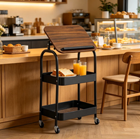 Chariot de rangement utilitaire en métal à 3 niveaux, table d'appoint, chariot de rangement roulant avec roues verrouillables pour la vente en gros
