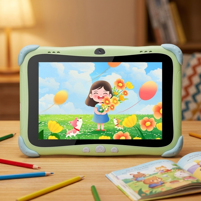 8-Inch Kids Tablet PC for Toddlers Aged 3-14 32GB Android 14 for Bluetooth Shockproof Case with Parental Controls