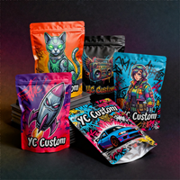 Sacs Mylar en gros 3.5g 7g 14g 28g découpés sur mesure, anti-odeur, avec fermeture éclair, pour bonbons, herbes, fleurs, biscuits, emballage alimentaire