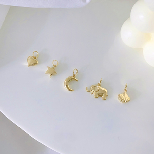 Kedatangan Baru Liontin Emas Padat 14K Bentuk Hati Bintang Bulan Gajah Hadiah Wanita Perhiasan Emas Padat Kustom - Product Image 2