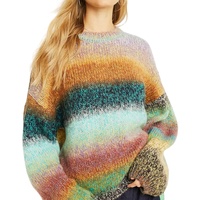 Pull en maille dégradé ombré pour femme, mélange laine et cachemire, col rond, manches longues, coupe décontractée, automne-hiver, vente en gros sur mesure