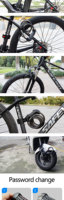 Antivol de vélo en acier pliable robuste de 120 cm avec feu arrière LED intégré et code à combinaison à 5 chiffres