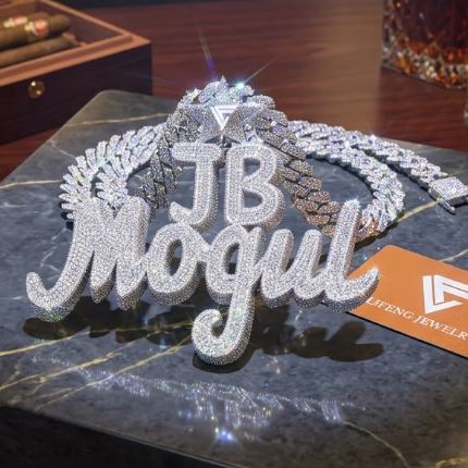Personalized Custom Logo Name Pendant VVS Moissanite Iced Out Hip Hop Necklace 925 Silver 18K Gold Plated Custom Jewelry for Men