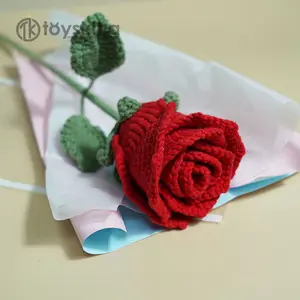 टी गर्म बिक्री हस्तनिर्मित crocheted फूल ट्यूलिप मातृ दिवस वेलेंटाइन दिन के लिए गुलाब और convallaria