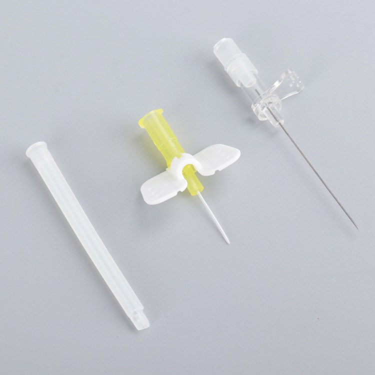 Instrumentos médicos hipodérmicos CE ISO Aguja recta tipo mariposa de permanencia 14/16/18/20/22/24G