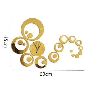 <b>Acrylic</b> 3D DIY Round Combination Wall Clock <b>Mirror</b> Mute Digital Clock Wall Sticker for Living Room Bedroom Decor - Product Image 6