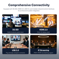 Cámara de Conferencia PTZ 4K con Zoom 12X, Seguimiento Automático por IA, HDMI 2.0, USB 3.0 y Transmisión IP, y Controlador de Joystick para Cámara PTZ MKB10
