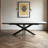 Ensemble de table à manger extensible moderne de luxe léger, meubles de maison pliables, fabrication artisanale, pieds en métal, plateau en verre trempé