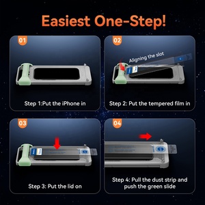 Protection d'écran en verre 3D HD <span class=keywords><strong>Zero</strong></span> Mistake Installation Frame pour iPhone 17 16 15 Pro Max Plus, clarté Retina - Product Image 6