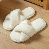Chaussons en fourrure pour femmes, doux, tendance, à brides croisées, classiques, chauds, en peluche, pour l'intérieur, automne, hiver, Noël