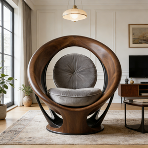 Kursi Santai Fiberglass Modern Mewah Bentuk Telur Bundar, Kursi Putar FRP Tahan Lama untuk Proyek Vila Kelas Atas - Product Image 5