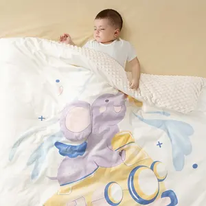 Minky圆点印花婴儿毯盖床扔双面虚线背衬100*120厘米Minky毛毯羊毛毛绒婴儿被套