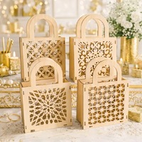 Multi Hollow Pattern Wooden Handheld Gift Box Detachable Floral Star Scroll Tote Bag Wedding Candy Favor Storage Craft Basket
