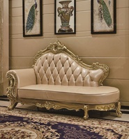 Meubles classiques européens, salon de luxe à la française, chaise longue en cuir champagne