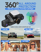 Cámara para Auto de 4 Canales 4K, Cámara Delantera y Trasera, Caja Negra para Auto con WiFi 5G, GPS y Visión Nocturna