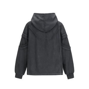 เสื้อฮู้ดดี้ทรงหลวม แบรนด์ KingSen รุ่น Heavyweight ผ้าฝ้ายฟอกแบบเฟรนช์เทอร์รี่ แต่งผ้าแบบ Paneled ทรงหลวม ไหล่ตก สไตล์สตรีทแวร์ - Product Image 5