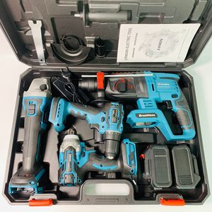 Sets of 4pcs <b>Power</b> <b>Tools</b> Kit Lithium Brushless Hammer Drill Angle Cordless Drill Wrench Combination <b>Tool</b> Set - Product Image 3
