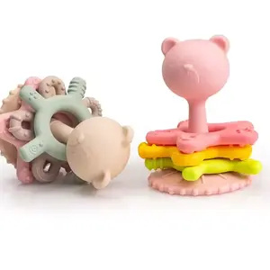 नवजात शिशु टीथर टूथ केयर च्यू सेंसरी टीथर खिलौने उपहार नई डिजाइन सेंसरी बियर पशु आकार टूल टीथर