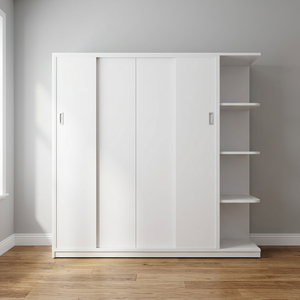 High Quality 4-Door <b>Sliding</b> Wardrobe with <b>Plastic</b> Clothing Organizer 1.8m X 1.8m X 51cm Standing Type - Product Image 2