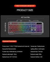 Clavier de jeu T16, 104 touches, membrane, éclairé, filaire, USB, plaque en métal, support pour ordinateur de bureau et téléphone, silencieux, Teclados