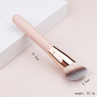Pinceau de maquillage personnalisé avec logo, en bois synthétique, à tête plate et inclinée, pour poudre, crème BB liquide, fond de teint, correcteur cosmétique