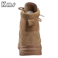 Bottes tactiques d'hiver légères et durables KMS personnalisables en gros pour hommes, en cuir et tissu Oxford, à cheville basse, couleur coyote