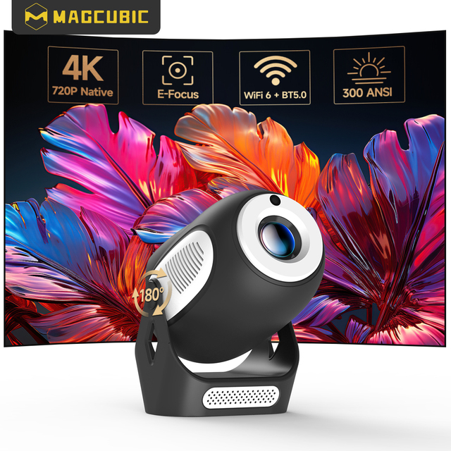 HY300 X LCD LED Projector Electric Focus 4K HD 300ANSI BT5.0 Dual Band WiFi6 Pocketable Home Cinema Outdoor Portable