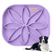 Grosir ramah lingkungan Logo kustom mangkuk anjing silikon awet tidak beracun portabel tempat makan anjing desain bunga alas sedot dasar
